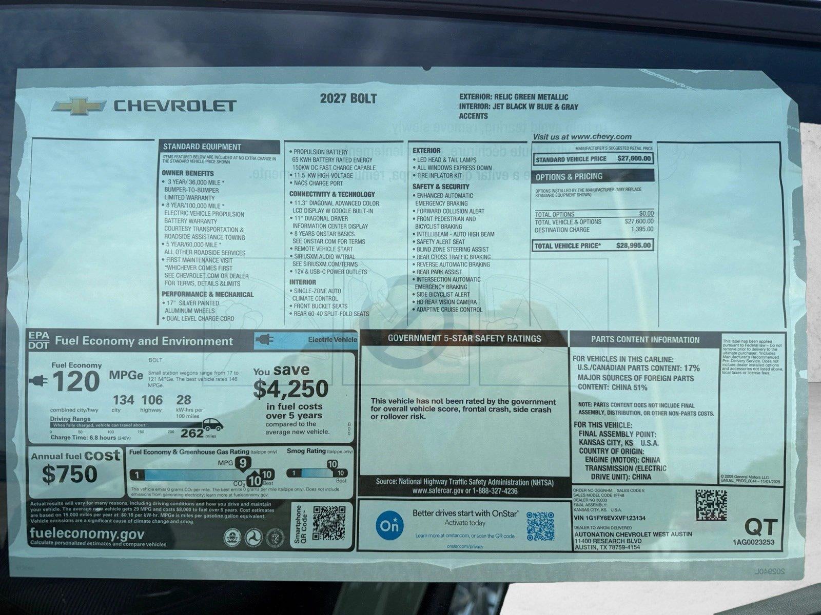 2027 Chevrolet Bolt FWD 4dr LT