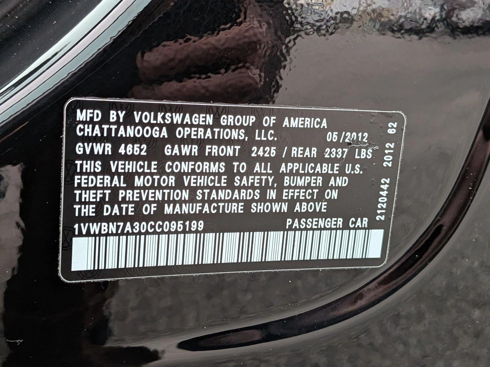 2012 Volkswagen Passat 4dr Sdn 2.0L Manual TDI SE