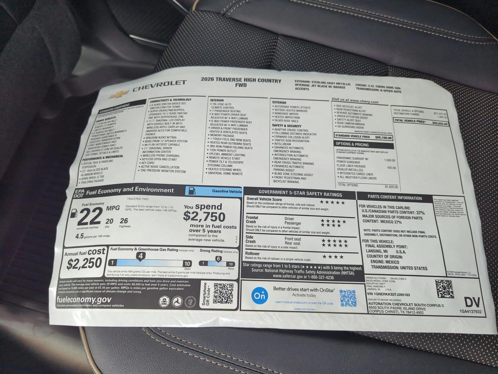 2026 Chevrolet Traverse High Country