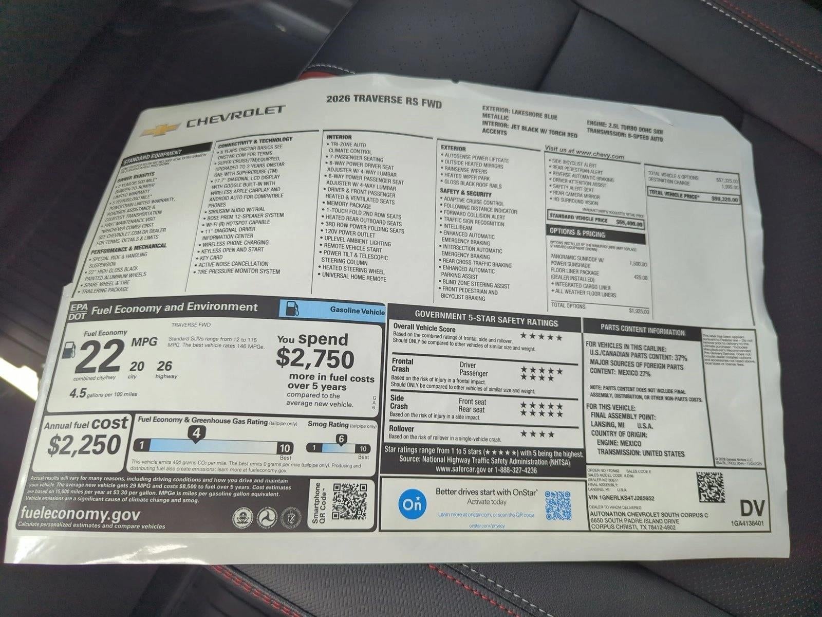 2026 Chevrolet Traverse RS