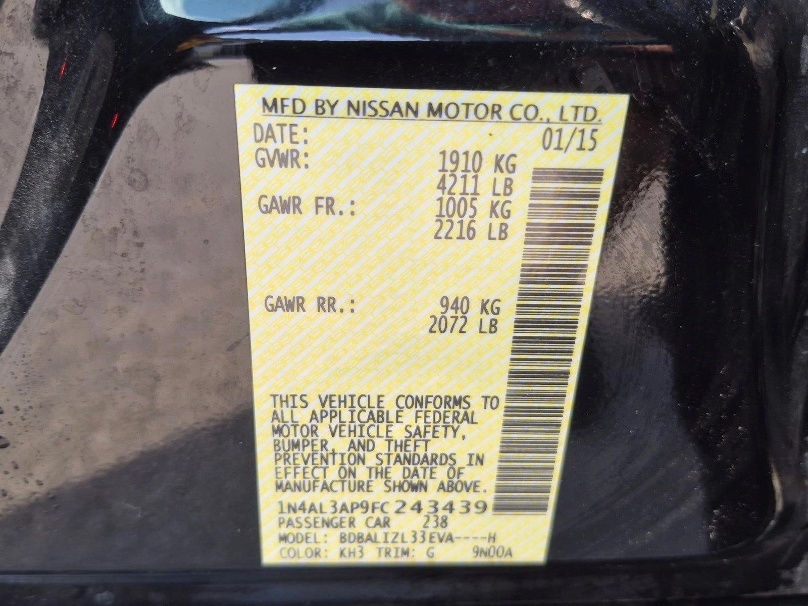 2015 Nissan Altima 4dr Sdn I4 2.5 SV
