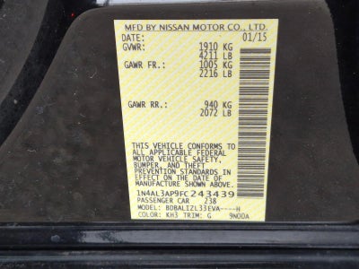 2015 Nissan Altima 4dr Sdn I4 2.5 SV