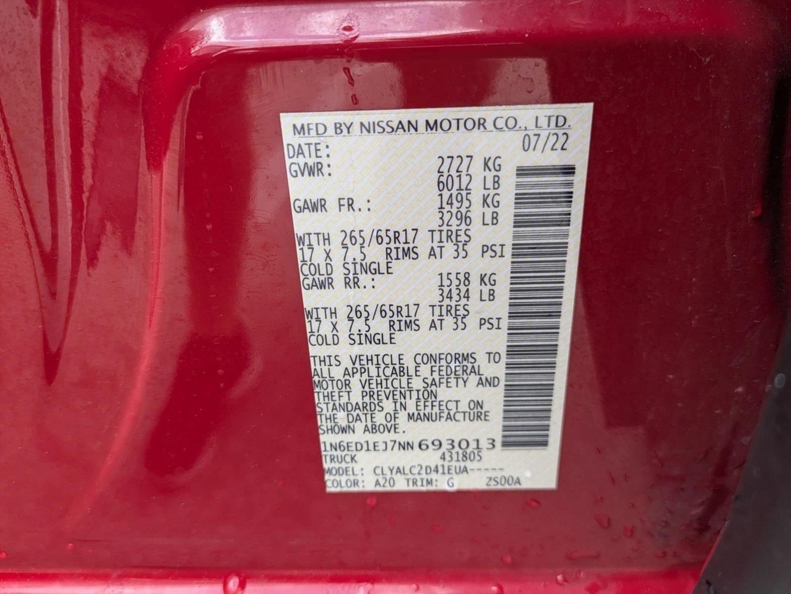 2022 Nissan Frontier Crew Cab 4x2 SV Auto