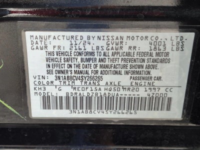 2025 Nissan Sentra SV CVT