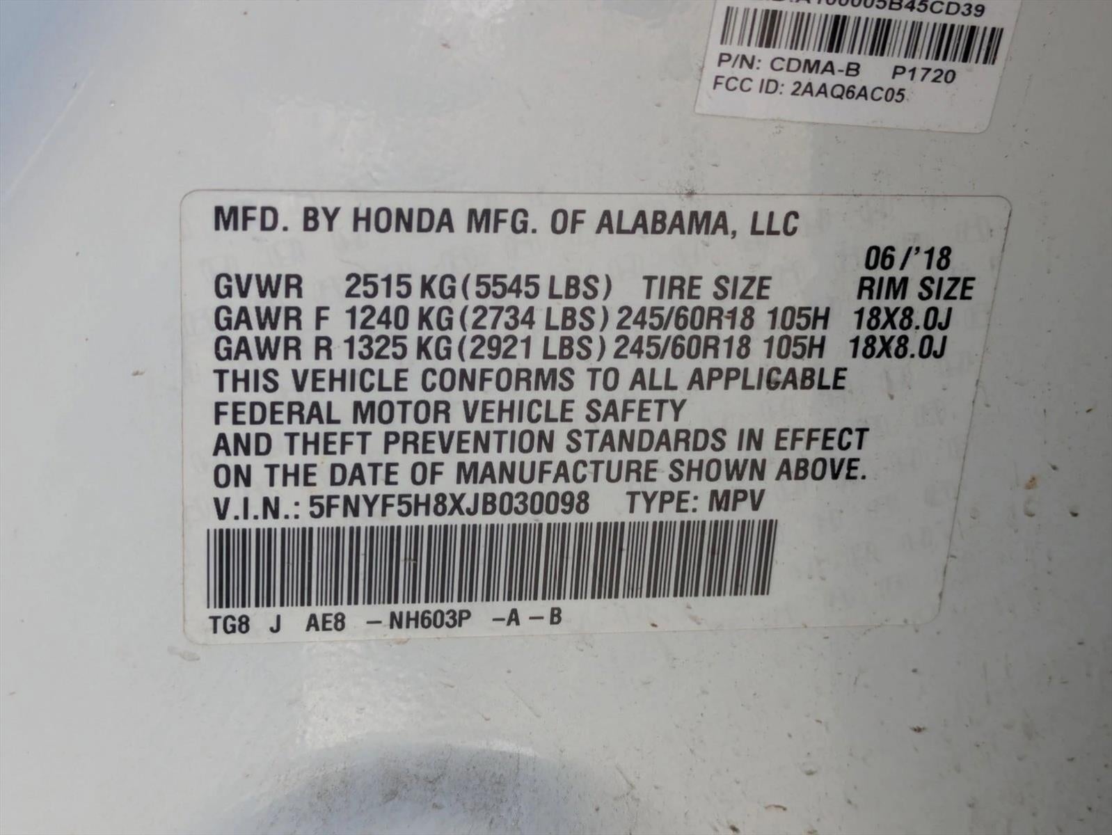 2018 Honda Pilot EX-L w/RES 2WD