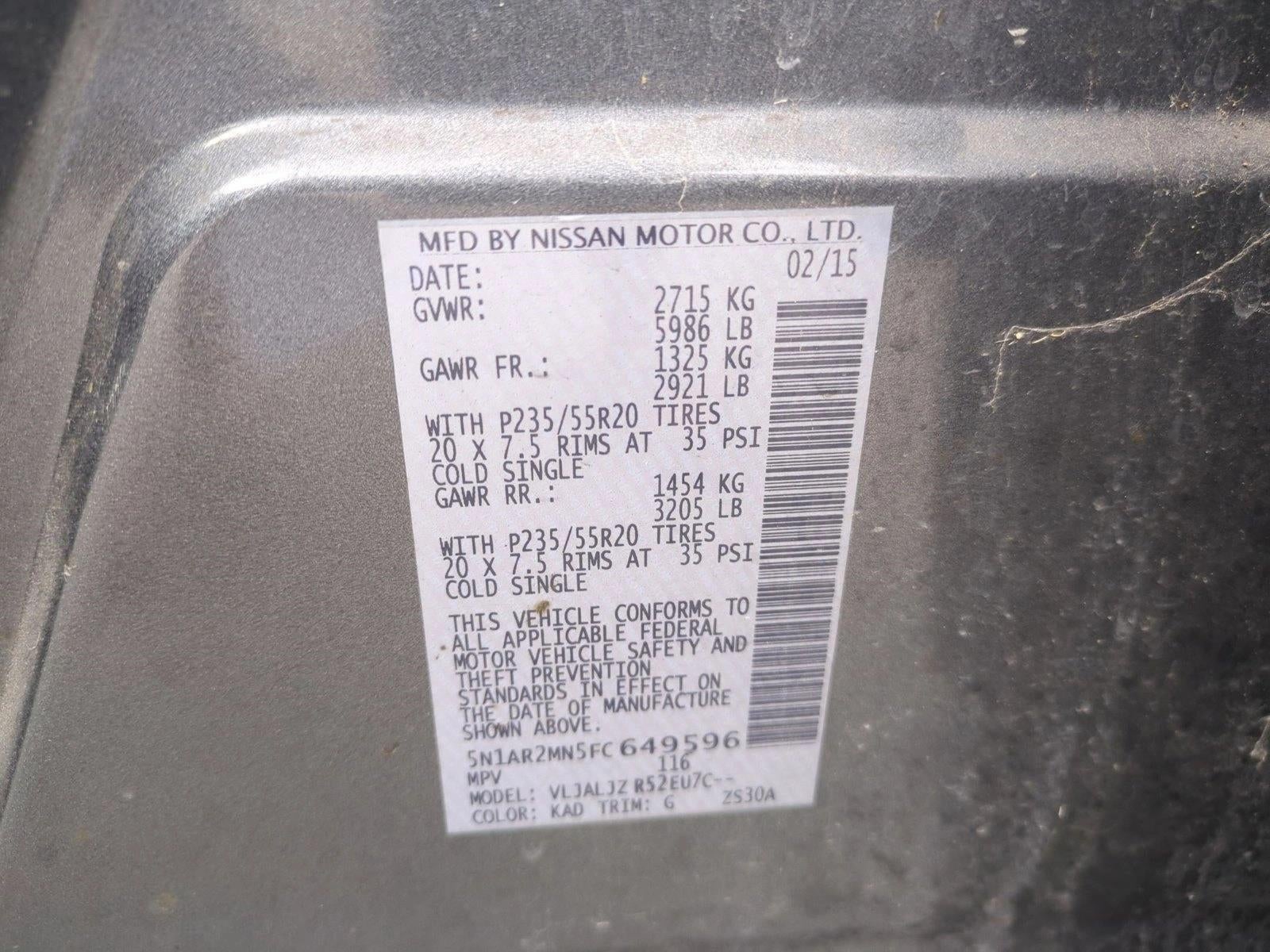 2015 Nissan Pathfinder 2WD 4dr Platinum